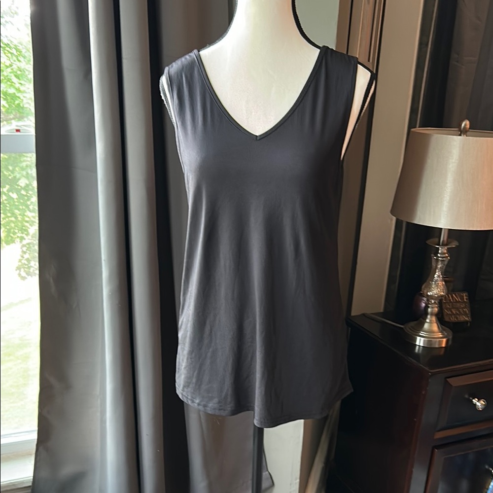 Black Tank Top with White Lace Back